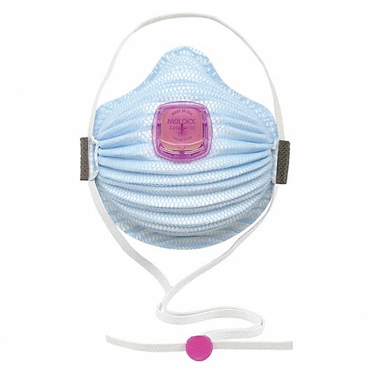 Disposable Respirator: Single, Adj, Molded Nose Bridge, Comfort, Blue, M Mask Size, AIRWAVE, 5 PK