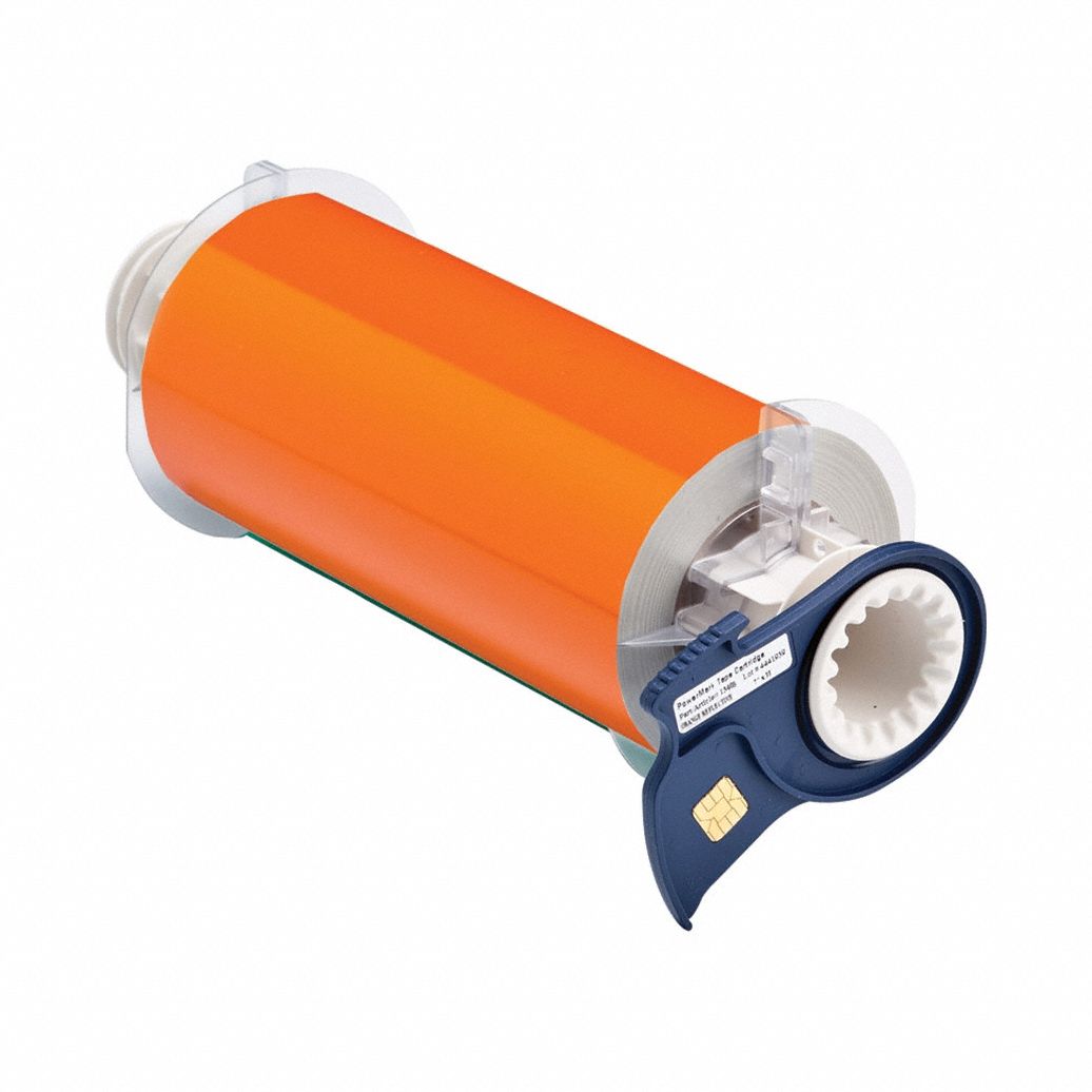 Continuous Label Stock: 7 in x 33 ft, Plastic, Orange (Gloss), Outdoor