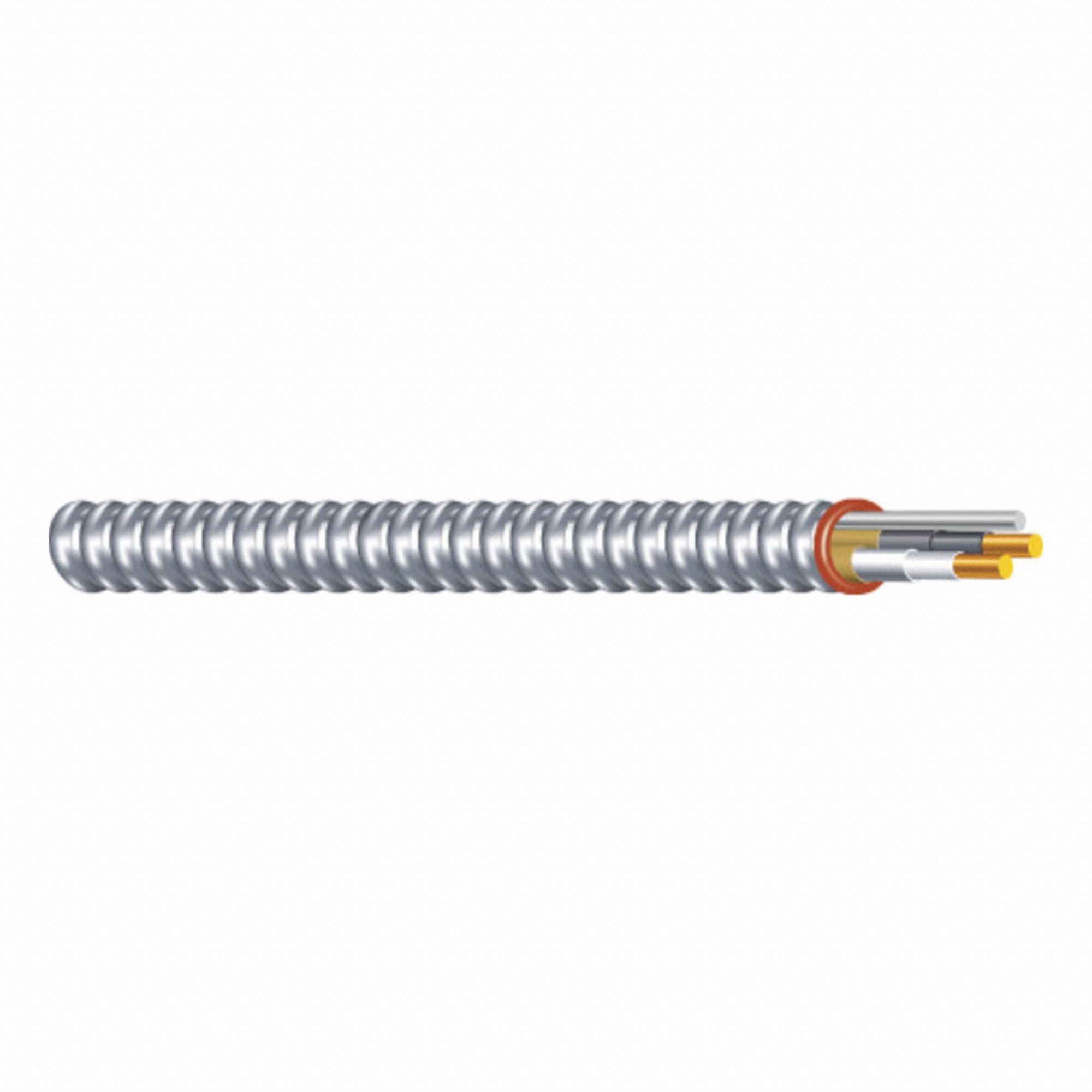 Metal Clad Cable: 12 AWG, 2 Conductors, Copper, 100 ft, Galvanized Steel, Std, THHN