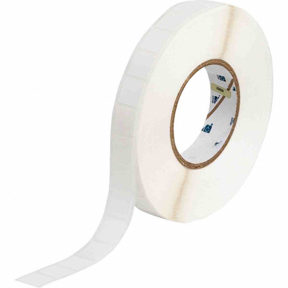 Pre-Cut Label Stock Roll: 3/4 in x 3/4 in, Rubber, Removable Adhesive, 3, 000 Labels, Removable