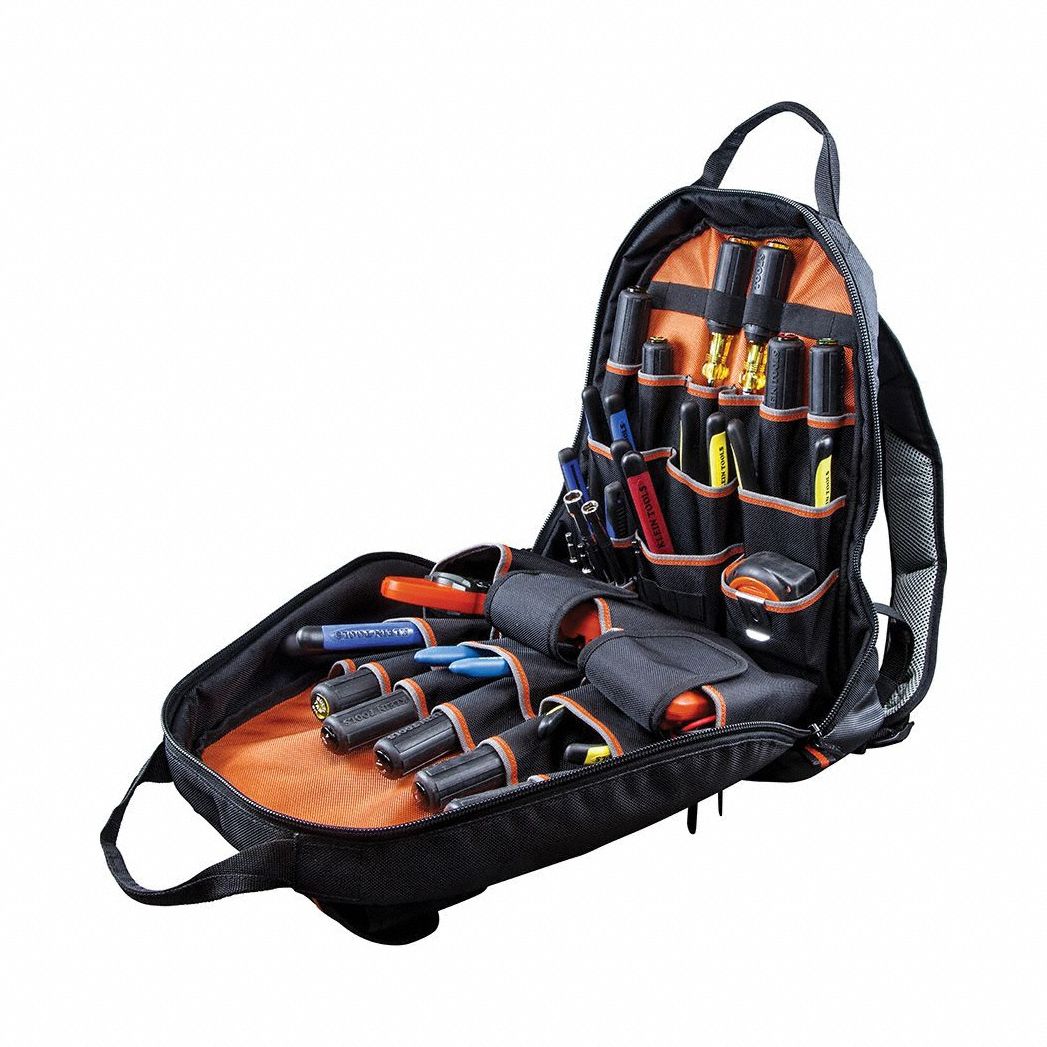 KLEIN TOOLS, 14 1/2 in W 7 3/8 in D 17 1/2 in H, Polyester, Tool ...