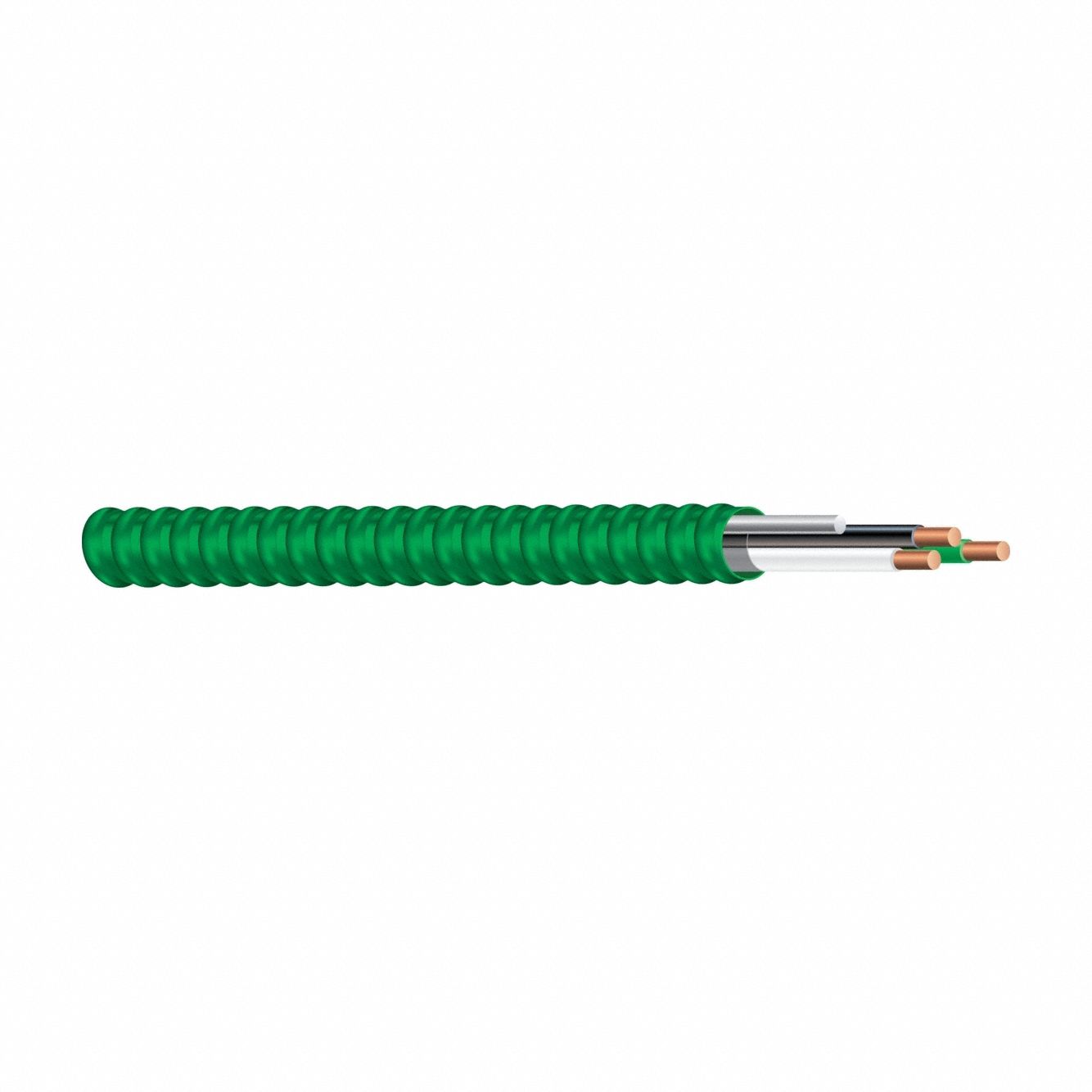 Metal Clad Cable: 10 AWG, 2 Conductors, Solid, 75 ft, 600 V Volt, MC-HCF
