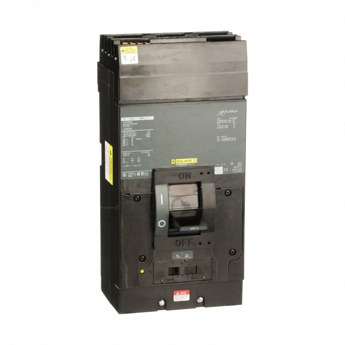 Molded Case Circuit Breaker: 350 A Amps, 42kA at 120/240V AC, Adj, Lug, ABC, 3 Poles, 600V AC, LA