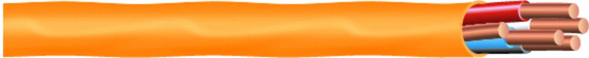 Nonmetallic Sheathed Cable: 10 AWG, 4 Conductors, 1, 000 ft, Orange, 600 V Volt
