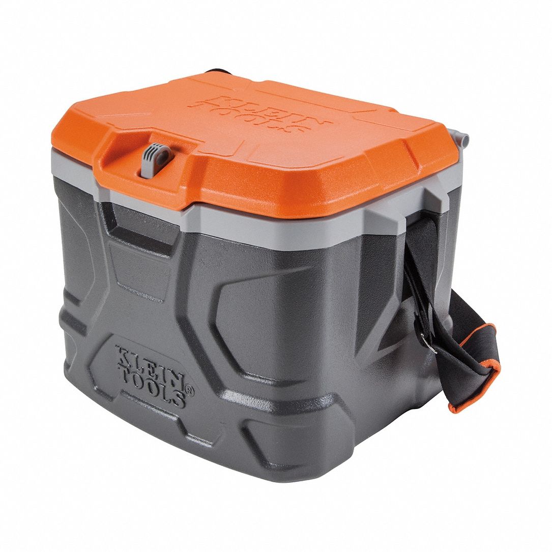 Chest Cooler: Gray/Orange, 18 Cans, 17 qt Cooler Capacity, 30 hr Ice Retention