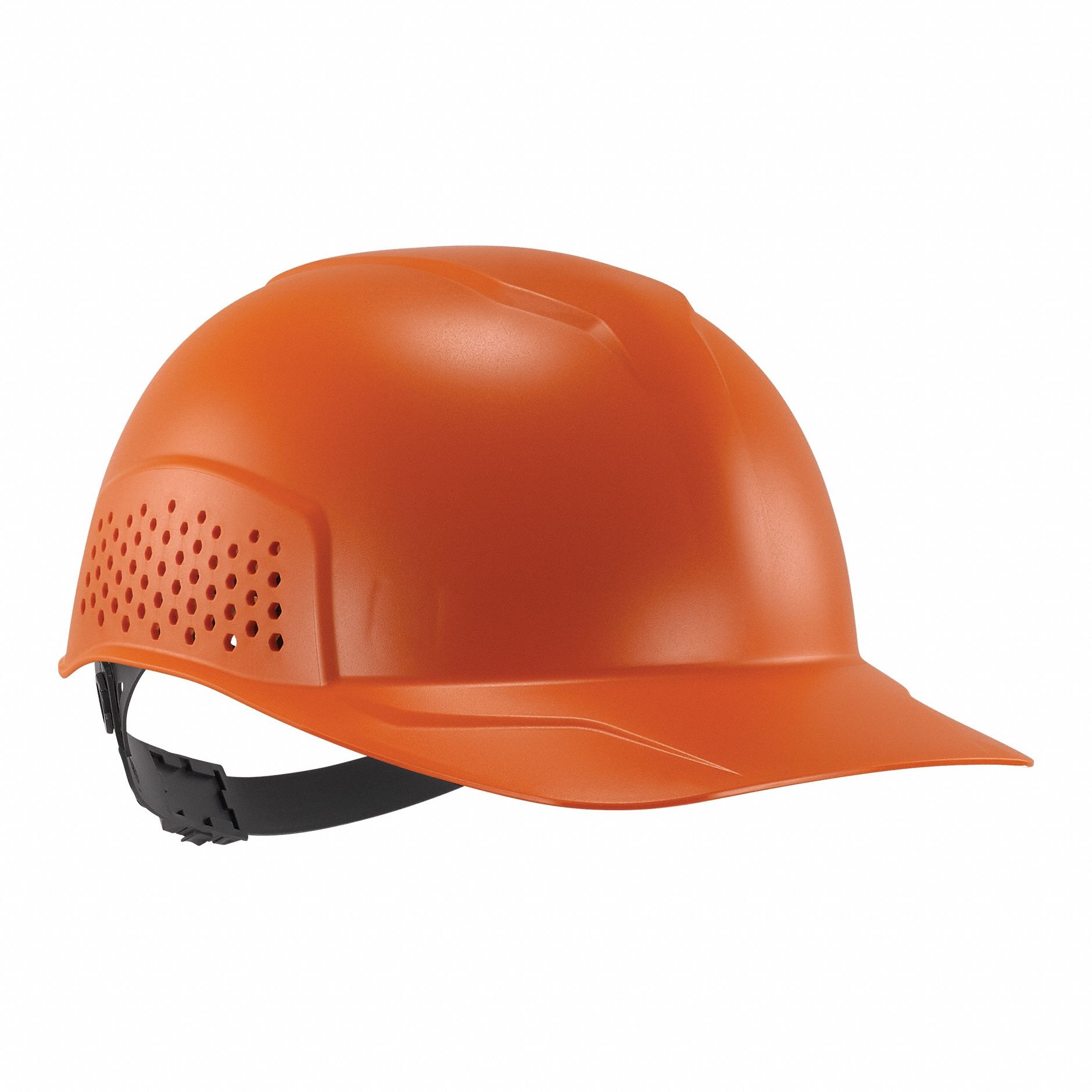 Bump Cap: Orange, Ratchet, Head Protection Venting, Polyethylene, SKULLERZ BY ERGODYNE, Solid