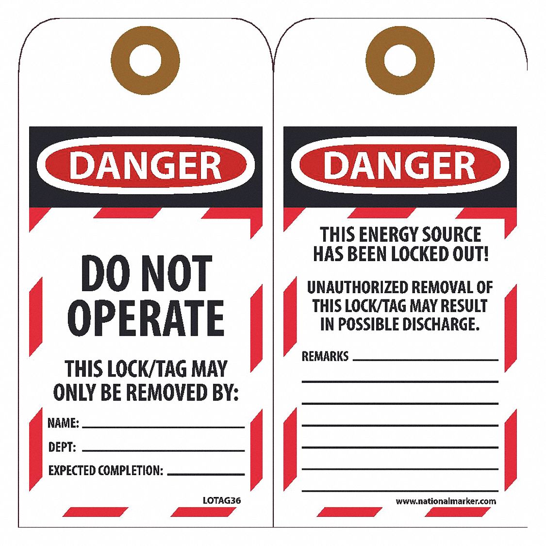 Danger Do Not Operate Tag,PK25 - Grainger