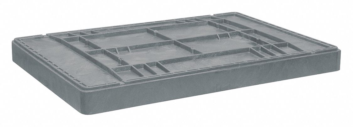 Bulk Container Lid: 42 1/2 in x 29 3/4 in, Gray, Plastic