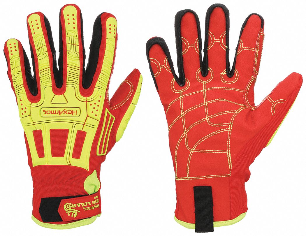 GANTS RÉSISTANTS AUX COUPURES, HAUTE VIS, TAILLE P (7), JAUNE/ROUGE/NOIR, SUPERFABRIC, PAIRE