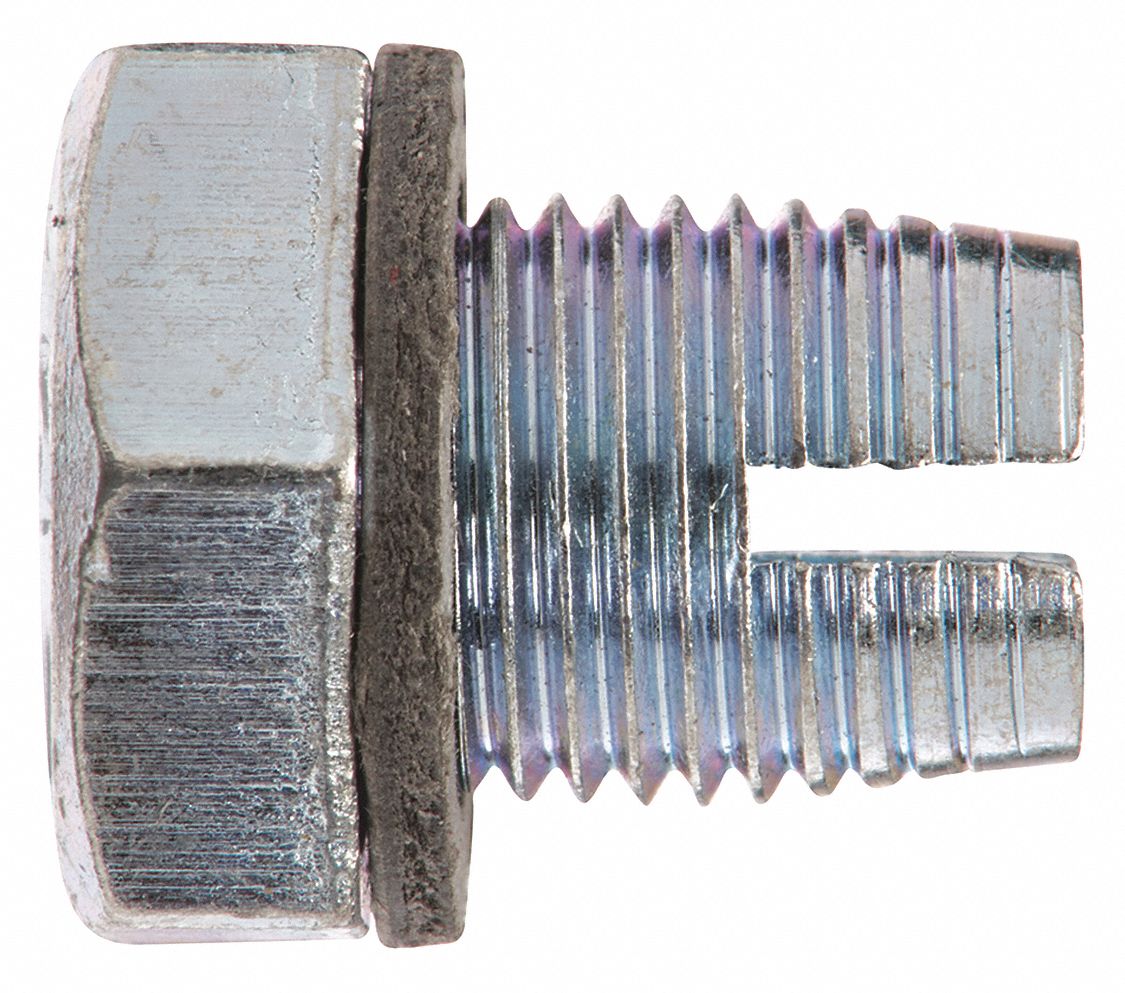 Oil Drain Plug: Single Oversized, 1/2"-20 Thread Size, Metal, 5 PK