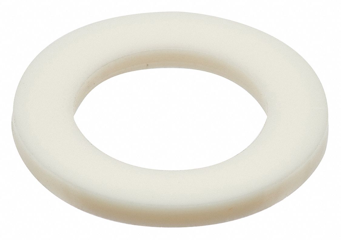 Oil Drain Gasket: Nylon, 9/16 in Inside Dia, White, 10 PK