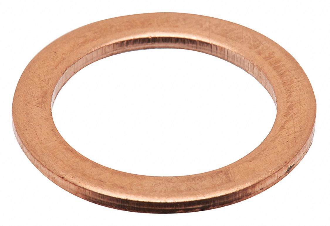 Oil Drain Gasket: Copper, 1/2 in Inside Dia, Copper, 10 PK