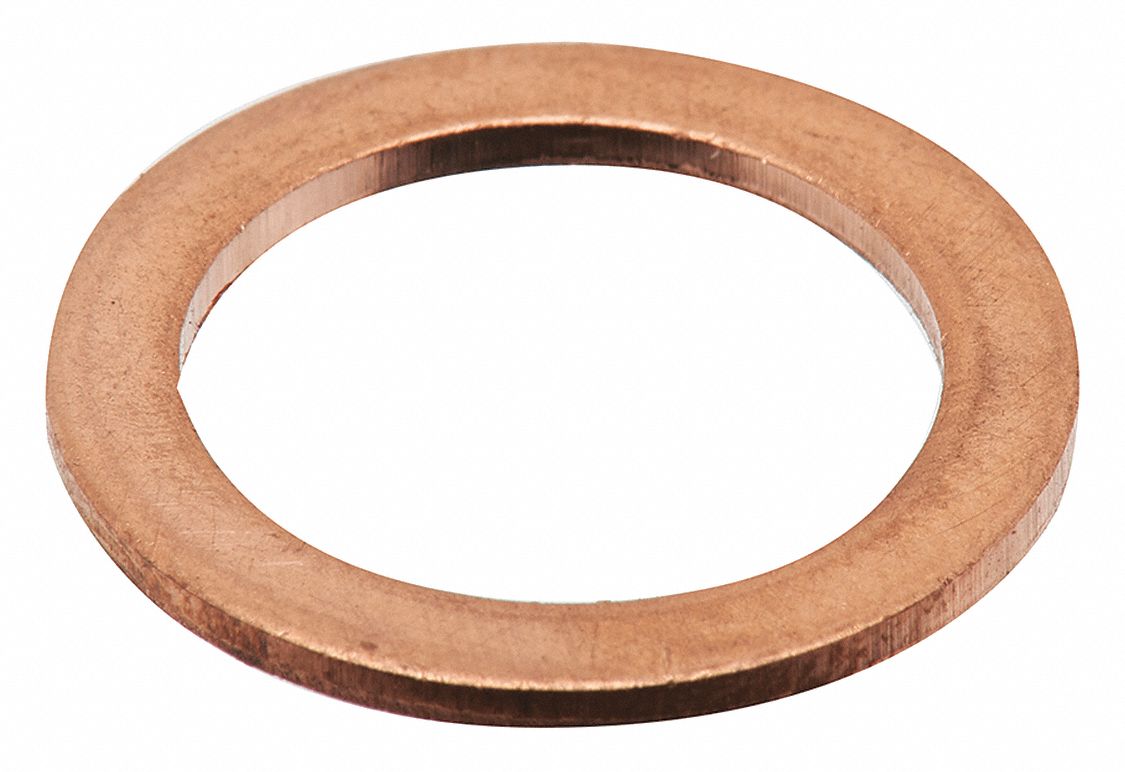 Oil Drain Gasket: Copper, 9/16 in Inside Dia, Copper, 10 PK