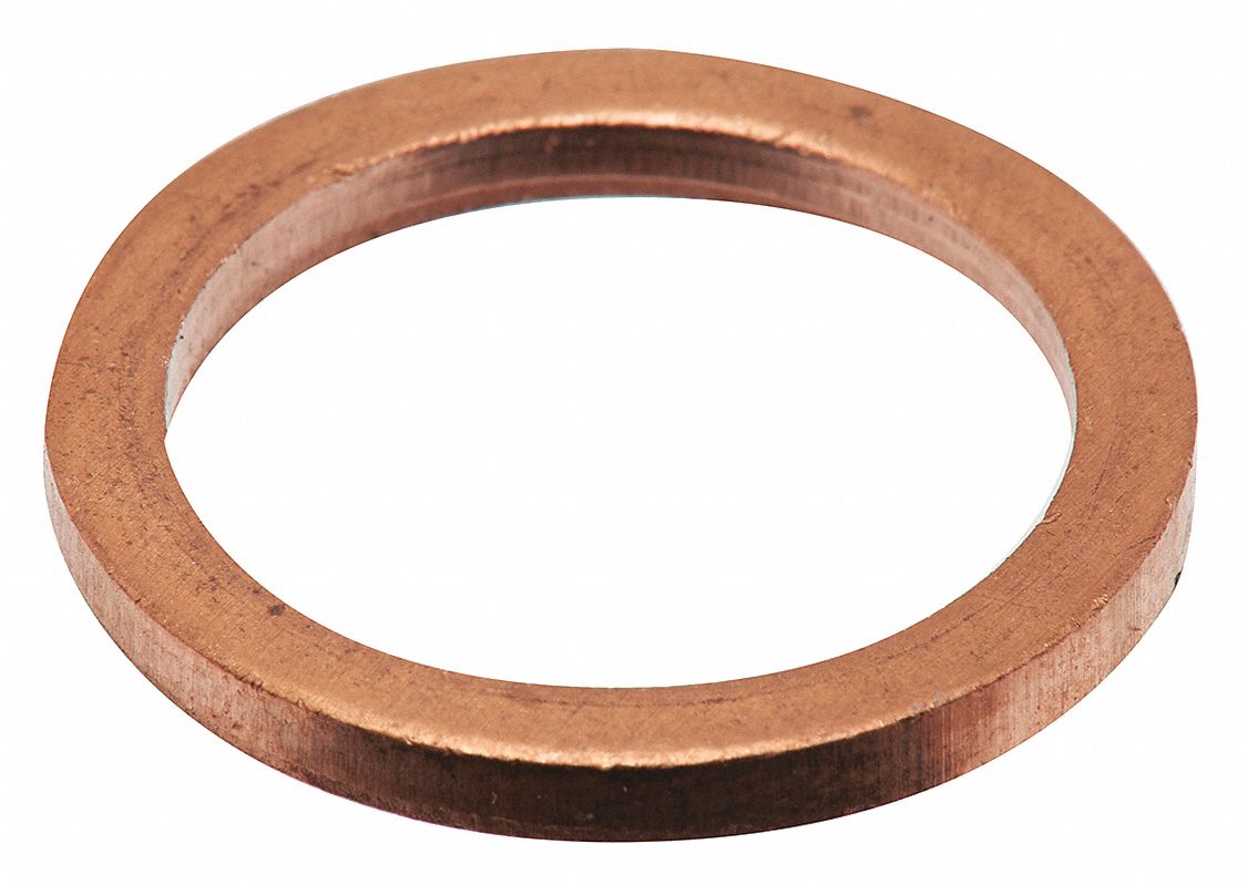 Oil Drain Gasket: Copper, 3/4 in Inside Dia, Copper, 10 PK