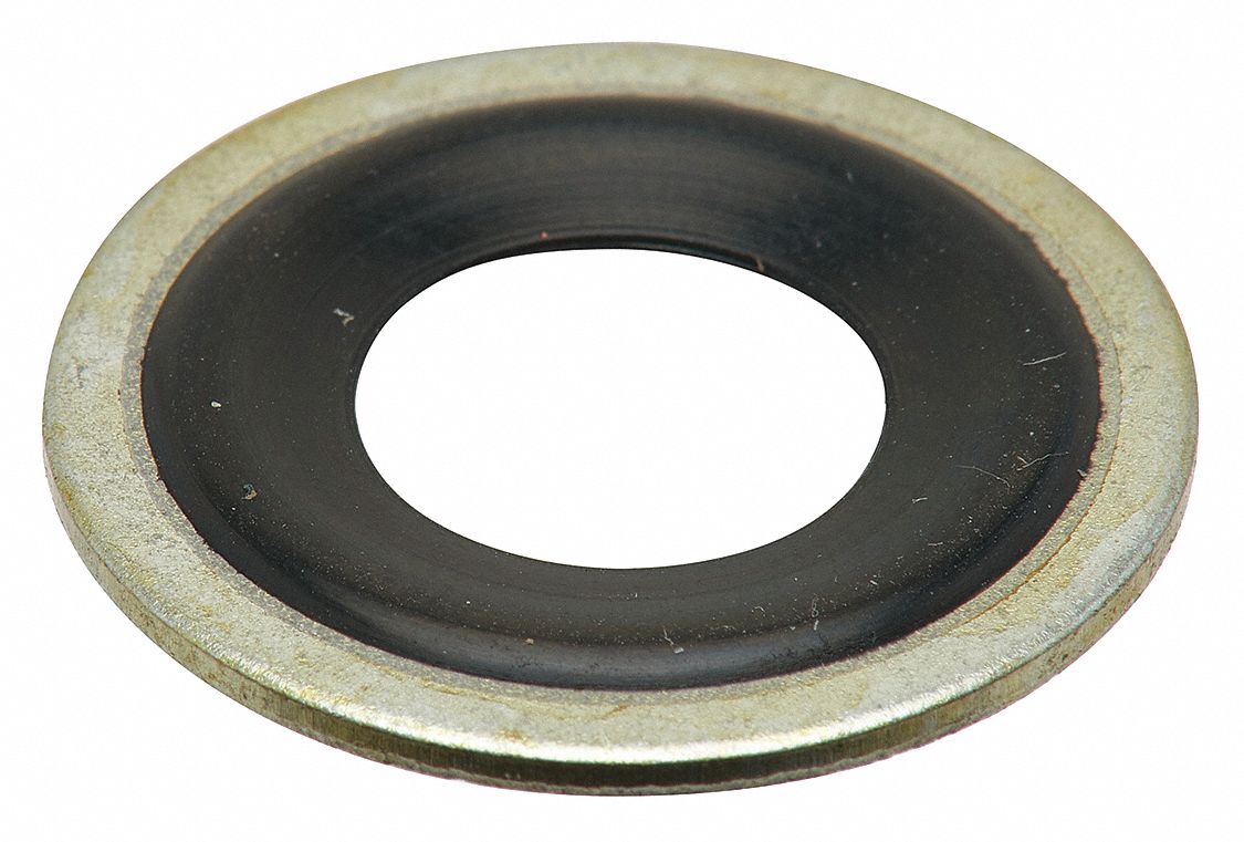 SUR&R Oil Drain Gasket, Material Metal, Rubber, Color Black, PK 10