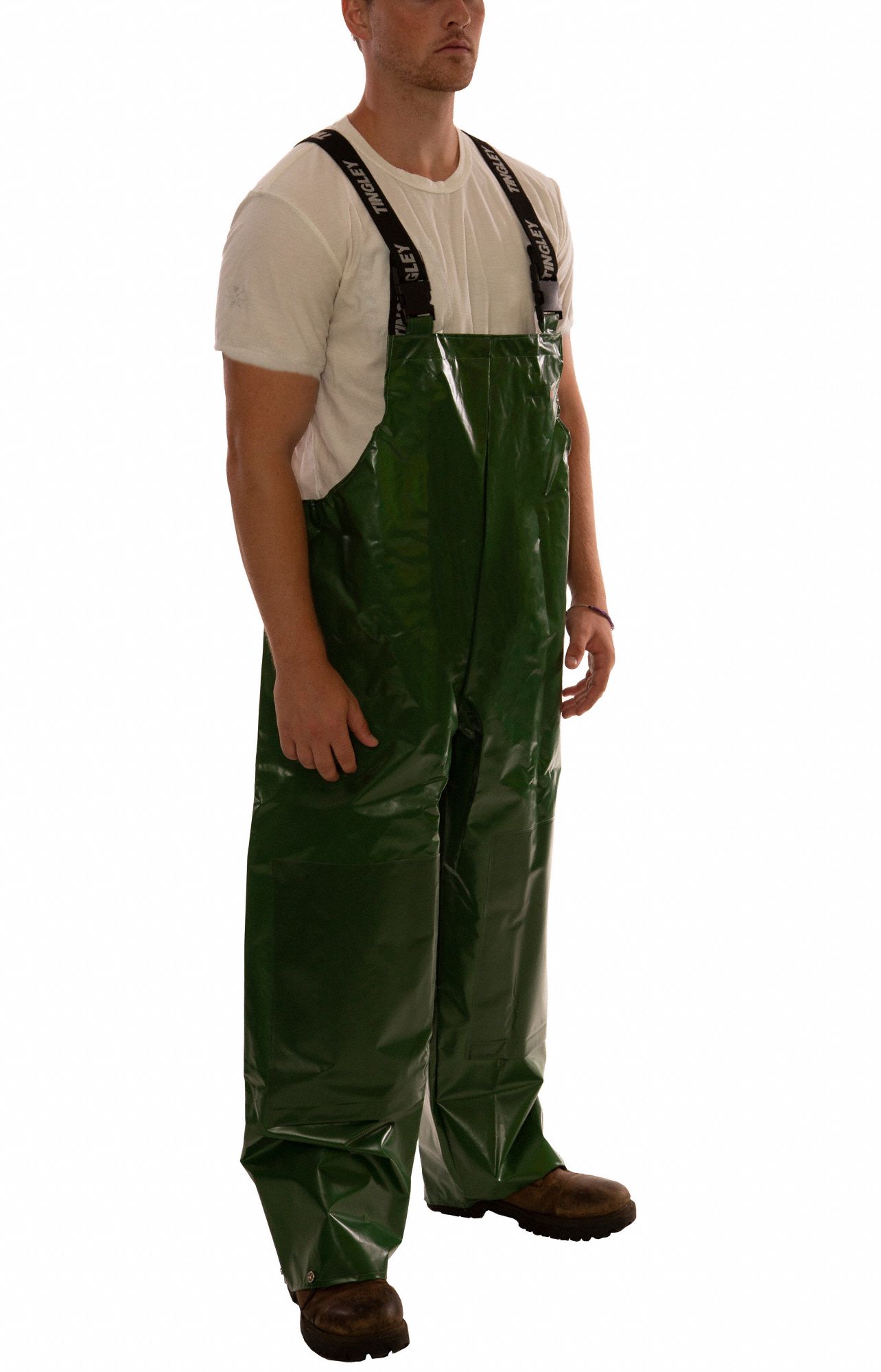 TINGLEY Rain Bib Overall: Polyurethane, L, Green, 30 in Inseam, 42 in ...