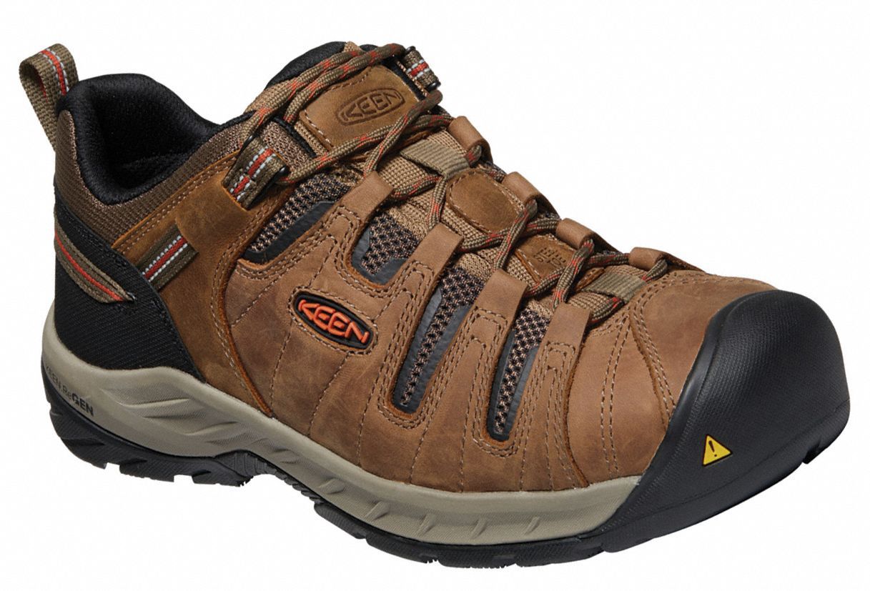 Hiker Shoe: Men's, Size 9 1/2, EE, Brown, Steel Toe Cap, Removable Insole, Ninety-Degree Heel