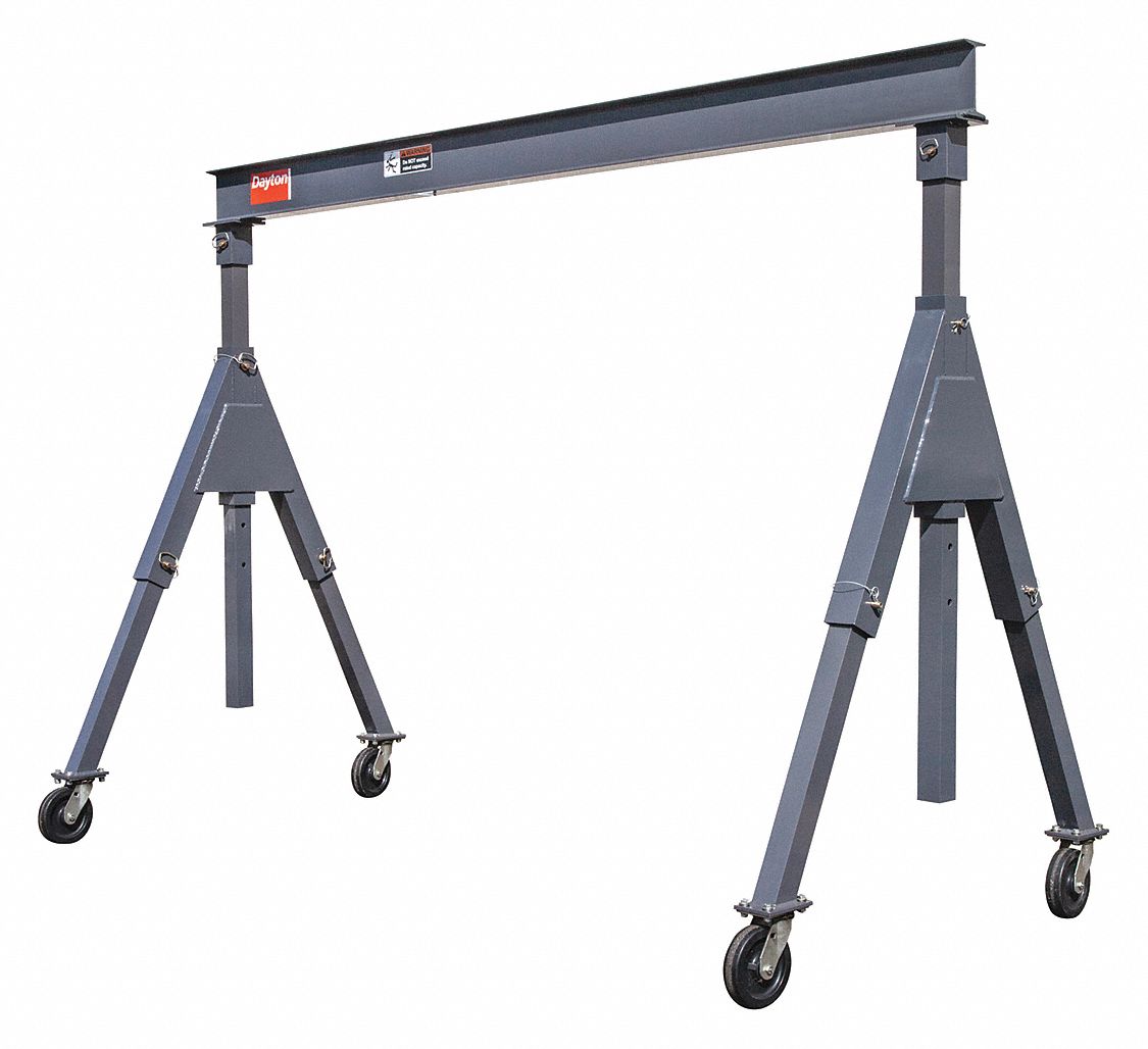 DAYTON Portable Gantry Crane, 2,000 lb Load Capacity, 3.44 in I Beam