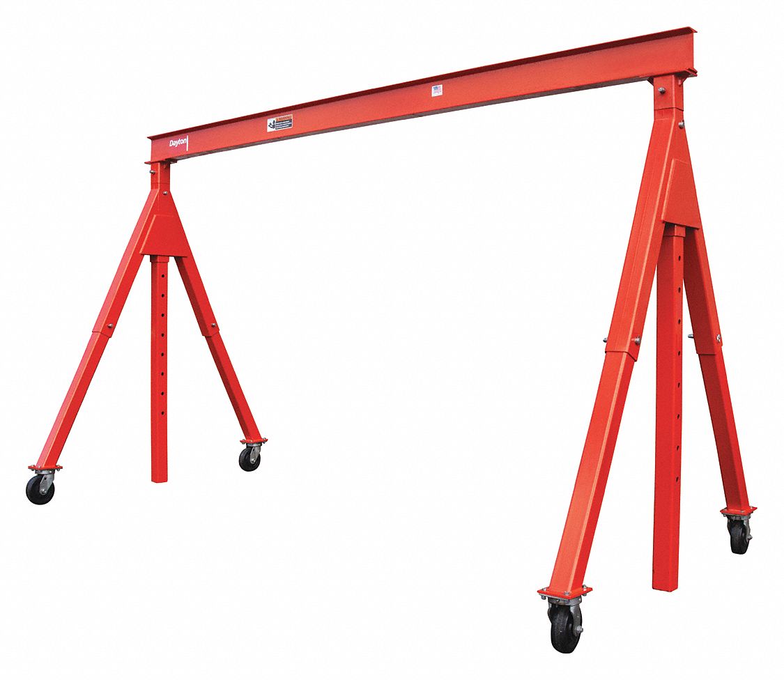 DAYTON Portable Gantry Crane, 8,000 lb Load Capacity, 4.66 in I Beam