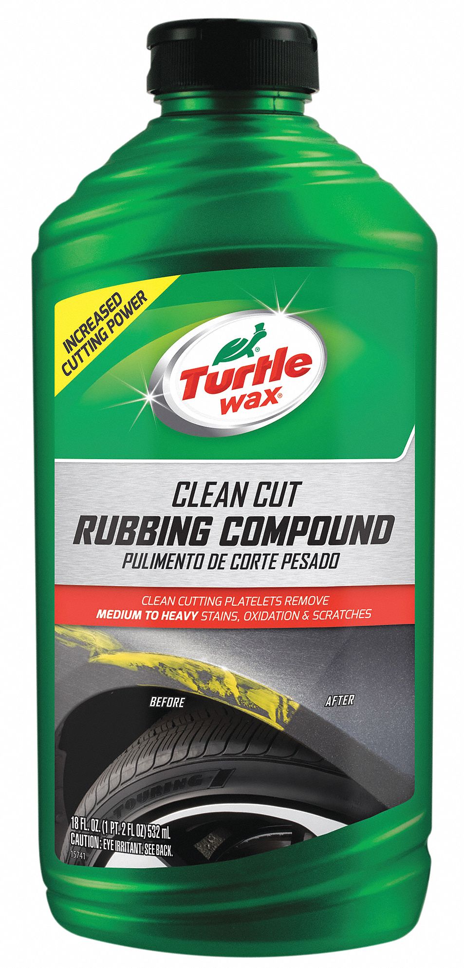 TURTLE WAX Rubbing Compound: Compound, 18 fl oz Container Size, Liquid, 0%  VOC Content Wt %, Bottle