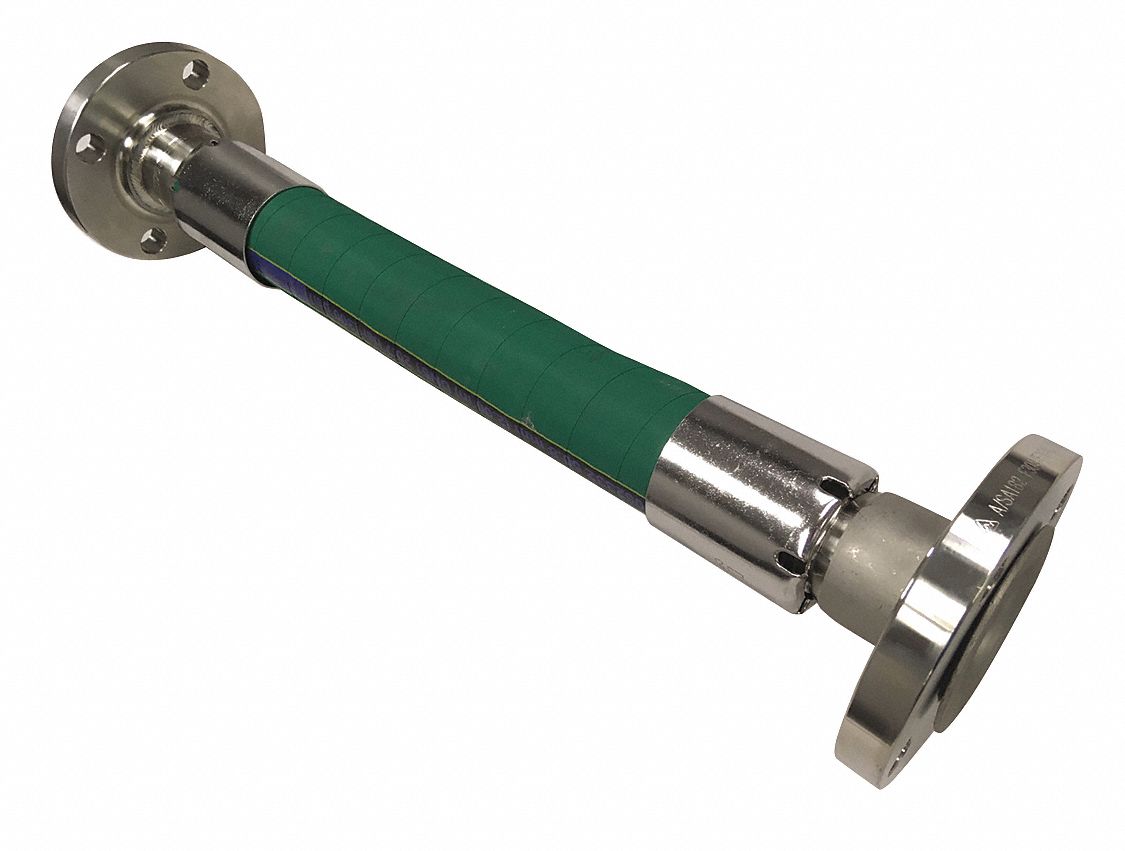 Chemical Hose Assembly: 1 1/2 in Hose Inside Dia., Green, 10 ft Hose Lg
