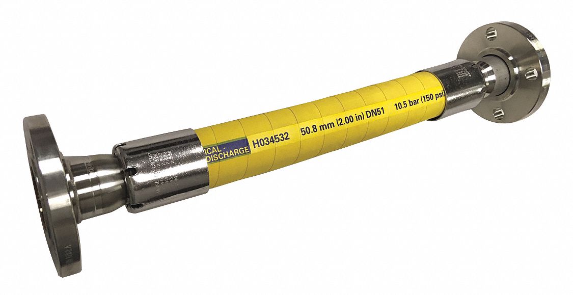 Chemical Hose Assembly: 4 in Hose Inside Dia., Yellow, 20 ft Hose Lg