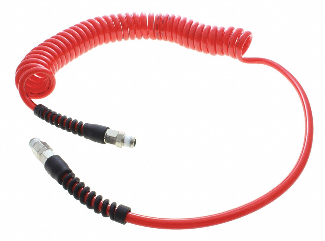 15' Heavy-Duty Coiled Air Hose Assembly w/40 in. Lead, Red #11-338