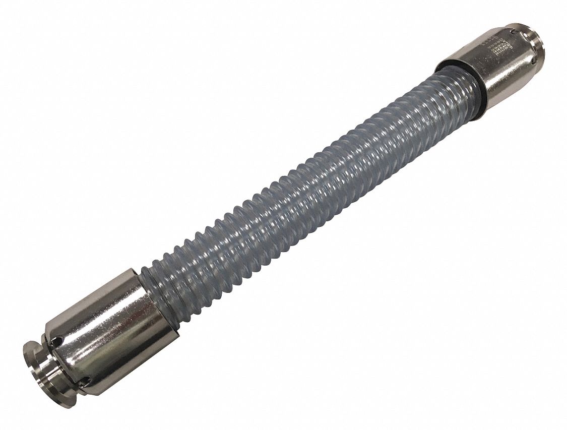 Food Grade Hose Assembly: 1 in Hose Inside Dia., 55 psi, Clear, 10 ft Hose Lg, PVC, PVC