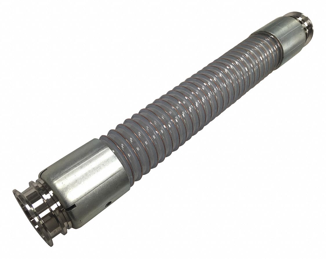 Food Grade Hose Assembly: 1 1/2 in Hose Inside Dia., 50 psi, Clear, 10 ft Hose Lg, PVC