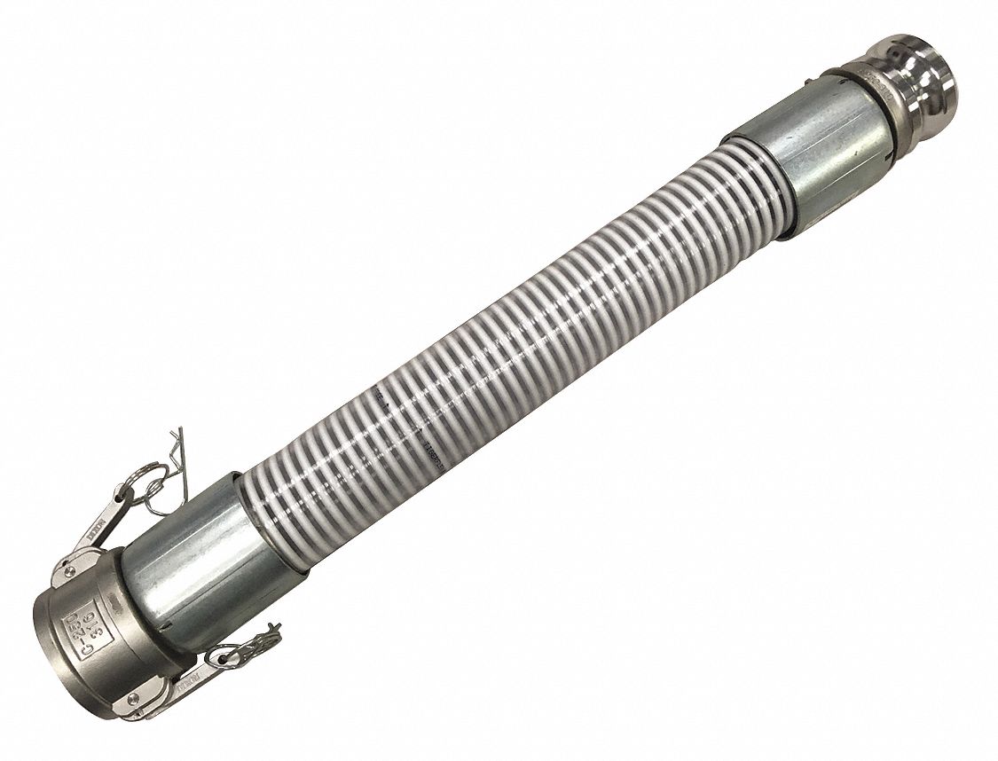 Food Grade Hose Assembly: 1 1/2 in Hose Inside Dia., 75 psi, Clear, 10 ft Hose Lg, PVC