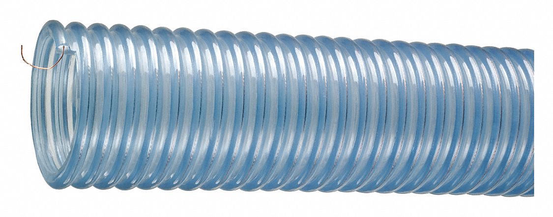 Bulk Food Grade Hose: 1 1/2 in Hose Inside Dia., 50 psi, Clear, 60 ft Hose Lg