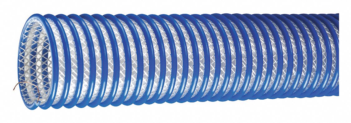 Bulk Food Grade Hose: 3 in Hose Inside Dia., 70 psi, Clear, 100 ft Hose Lg