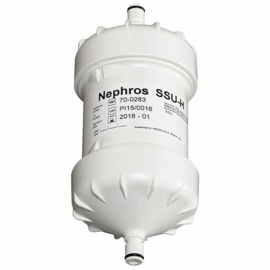 NEPHROS Inline Water Filter 0.005 micron, 3 gpm, 7 in Overall Ht, 2 1/