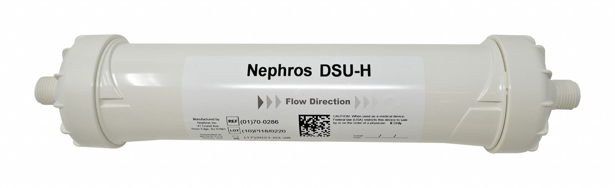 NEPHROS Inline Water Filter 0.005 micron, 3 gpm, 13 in Overall Ht, 2 1