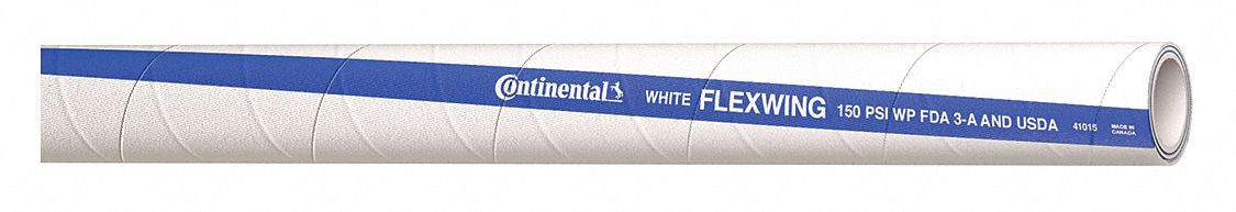 Food Hose: 1 1/2 in Hose Inside Dia., 150 psi, White, 10 ft Hose Lg