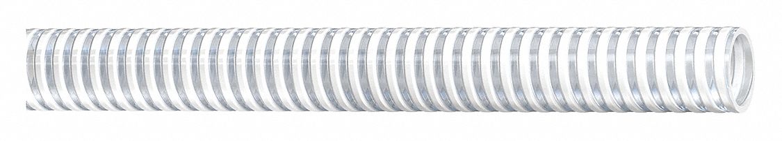 FOOD HOSE, 1 IN HOSE ID, 60 PSI, CLEAR WITH WHITE SPIRAL, 50 FT HOSE LENGTH