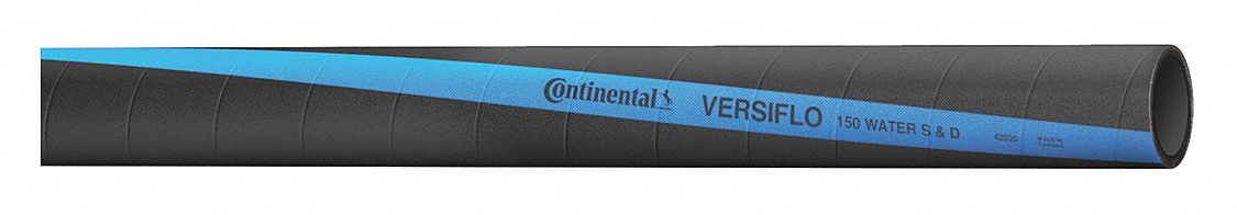 Water Suction and Discharge Hose: 1 1/2 in Hose Inside Dia., 150 psi, Black, 10 ft Hose Lg