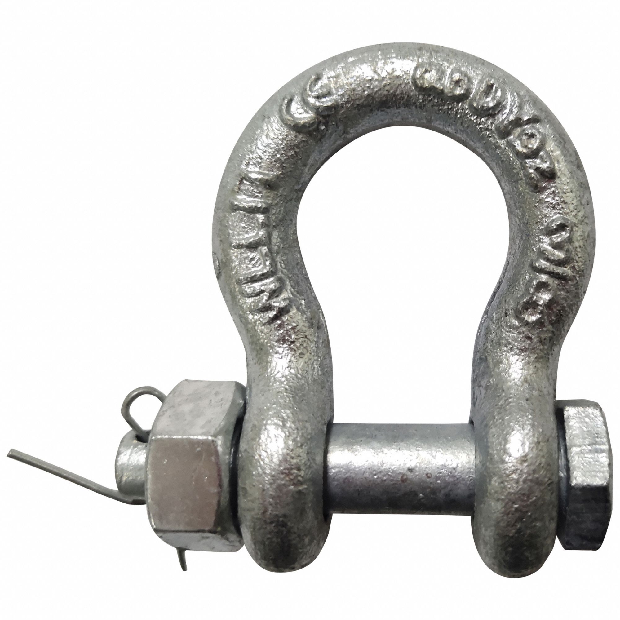 Anchor Shackle: Anchor Shackle, 2, 000 lb Working Load Limit, Carbon Steel, Silver