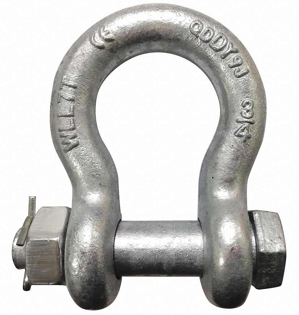 Anchor Shackle: Anchor Shackle, 19, 000 lb Working Load Limit, Alloy Steel, Silver