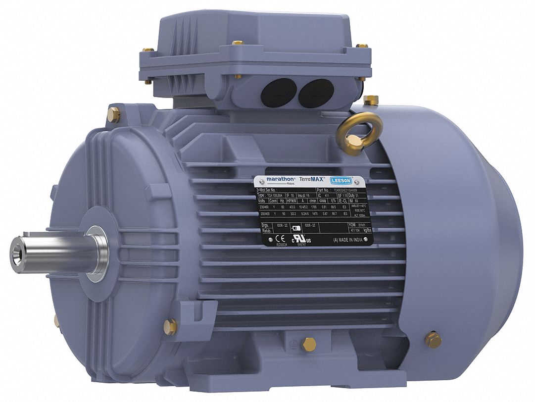 Metric Motor: Totally Enclosed Fan-Cooled, Rigid Base Mount, 4 HP, 230/460V AC, Ball