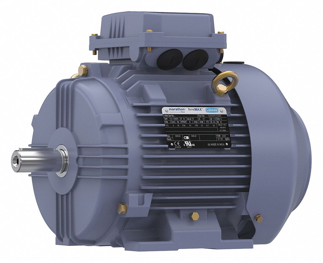 Metric Motor: Totally Enclosed Fan-Cooled, Rigid Base Mount, 5 1/2 HP, 575V AC, Ball