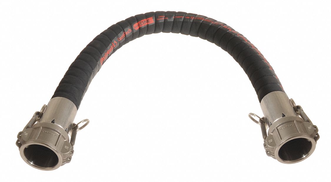 Chemical Hose Assembly: 1 1/2 in Hose Inside Dia., Black, 10 ft Hose Lg