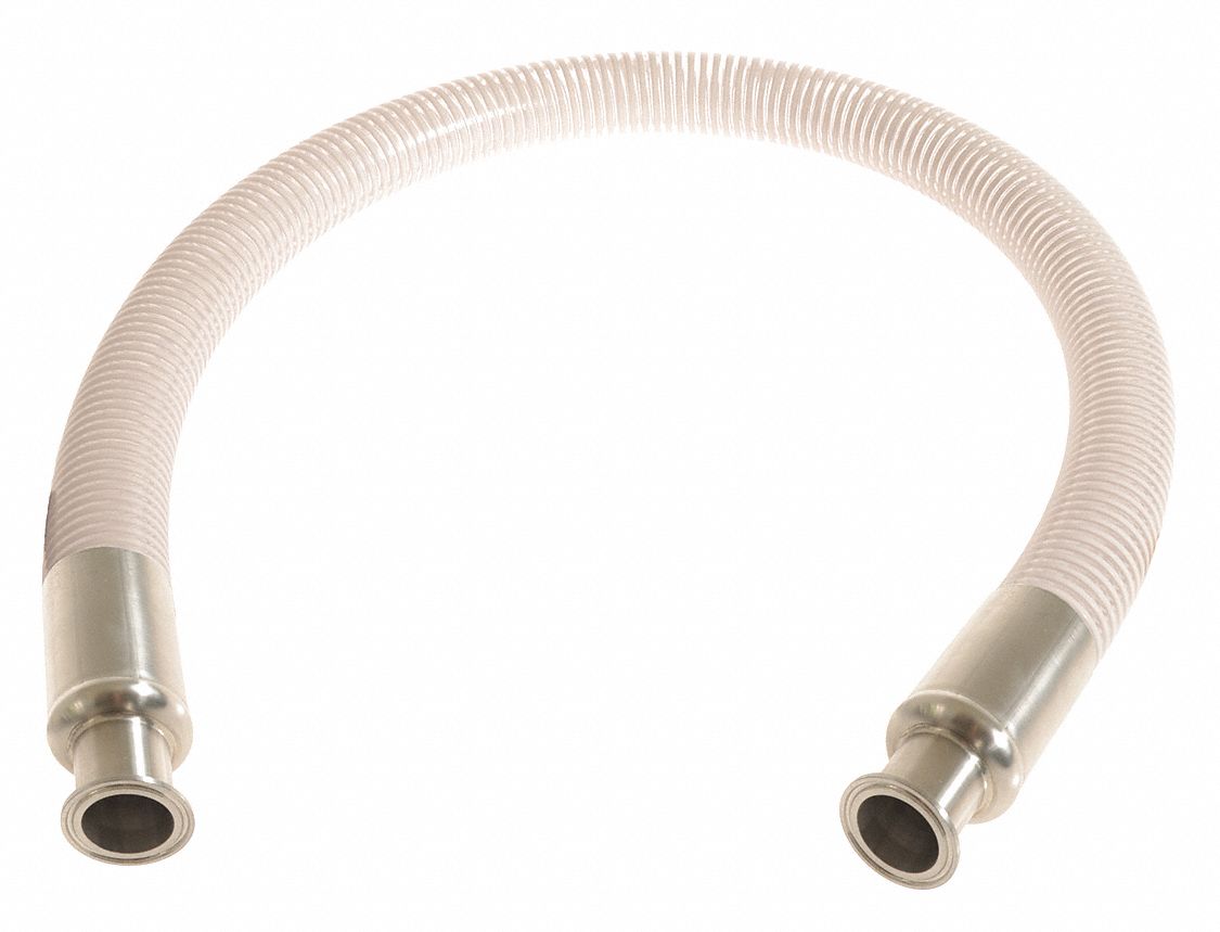 Food Grade Hose: 1 1/2 in Hose Inside Dia., 89 psi, Clear, 10 ft Hose Lg