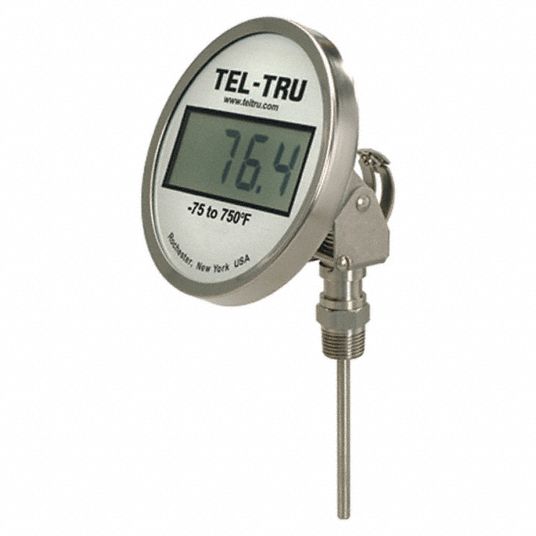 Adj-Angle, -75° to 750°F, Thread-Mounted Digital Thermometer -  55CL56