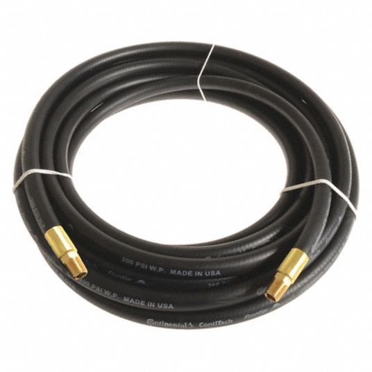 Rubber Air Hose, 3/8 inch x custom length, 1/4 in. MNPT Fittings