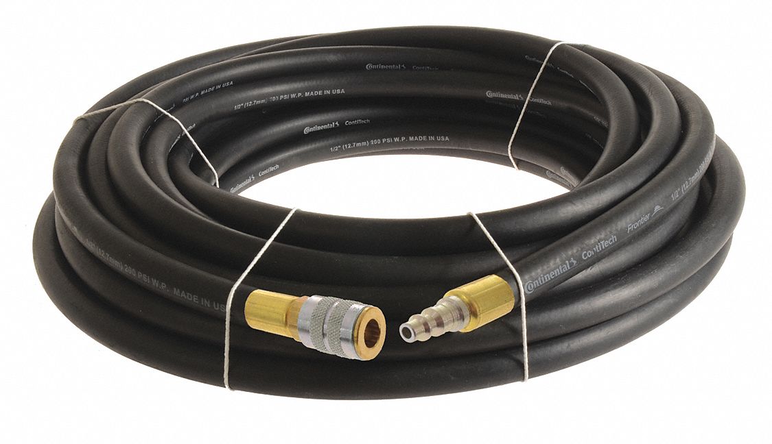 Air Hose: 1/2 in Hose Inside Dia., Black, 7/8 in Hose Outside Dia., 10 ft Hose Lg