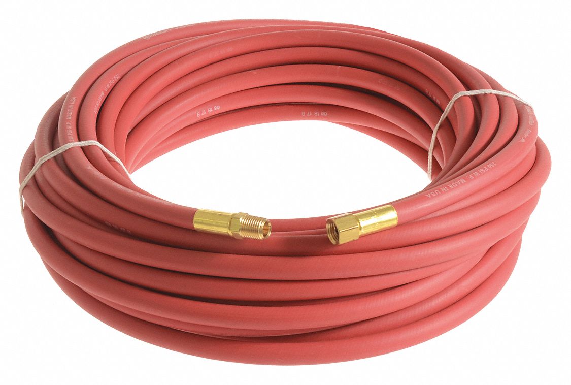 Air Hose: 1/2 in Hose Inside Dia., Red, 1/2 in MNPT x 1/2 in FNPSM, 10 ft Hose Lg