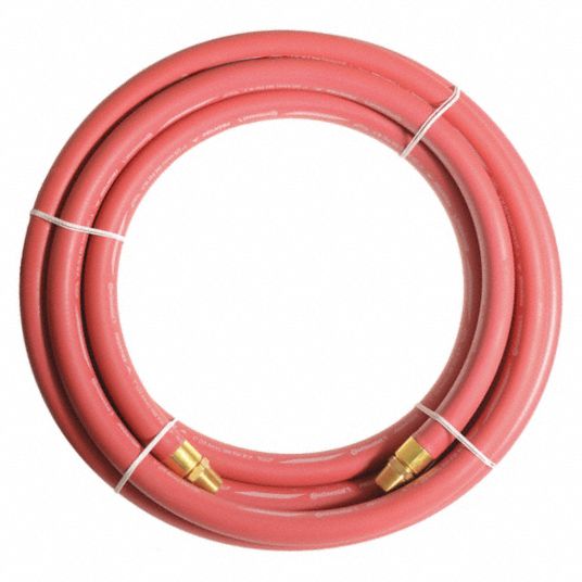 CONTINENTAL Air Hose: 1 in Hose Inside Dia., Red, Brass 1 in MNPT x Brass 1  in MNPT, 25 ft Hose Lg