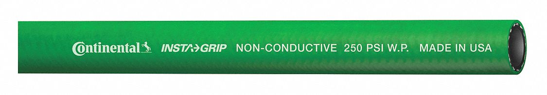 Air Hose: 1/2 in Hose Inside Dia., Green, 250 psi Max. Working Pressure @ 70 F