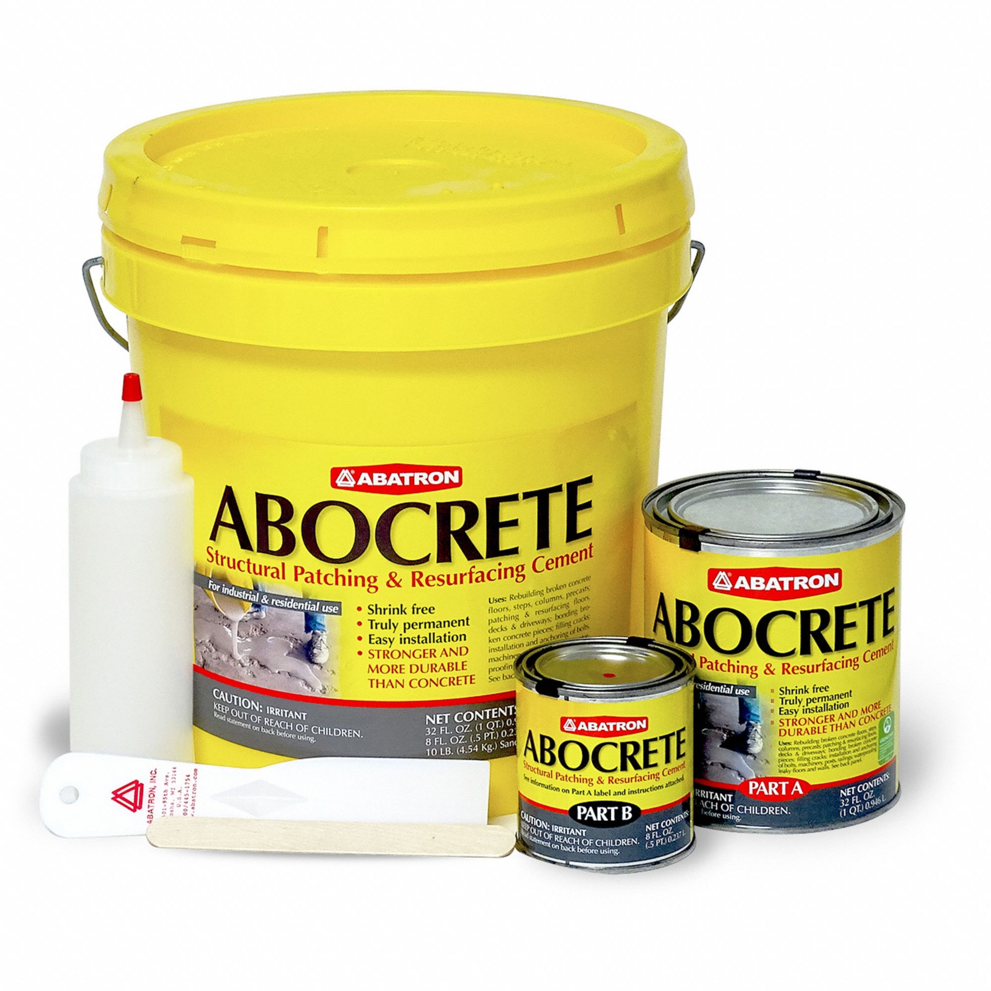 Concrete Repair Compound: Abocrete, Epoxy, 16 lb Container Size, Pail, Gray
